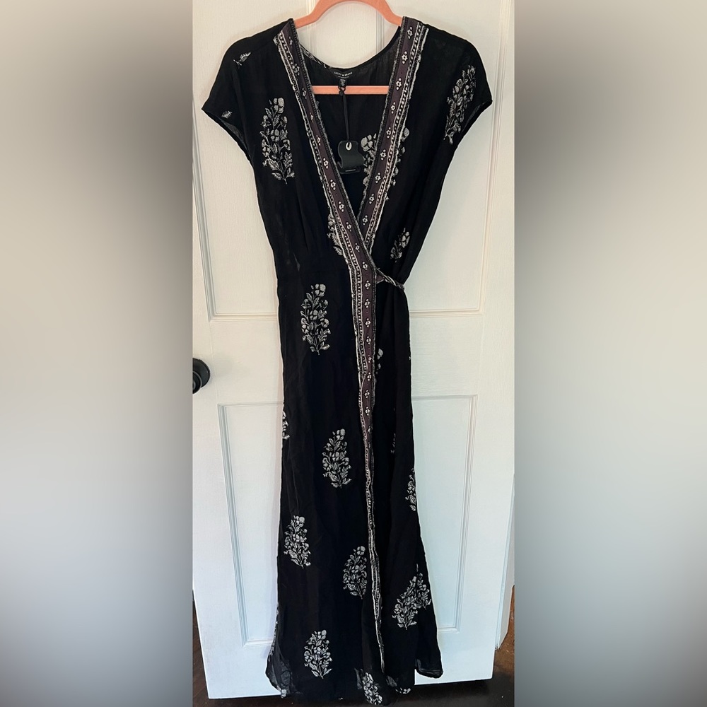 Lucky Brand Black Wrap Dress. 100% Cotton. Medium, Never Worn.